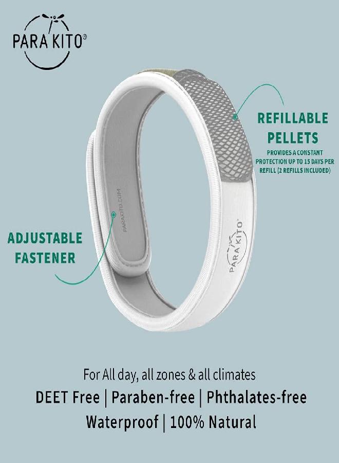 Para'Kito Mosquito Insect & Bug Repellent Wristband - Waterproof, Outdoor Pest Repeller Bracelet W/Natural Essential Oils (White) - Image 2